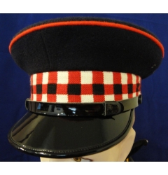 Red, White and Black Diced Bank Peaked Cap